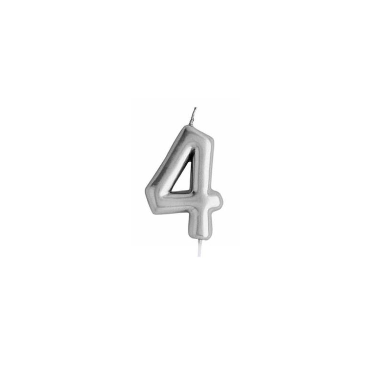 GENERICO - Vela Plata Numero 4 De 13cm Grande