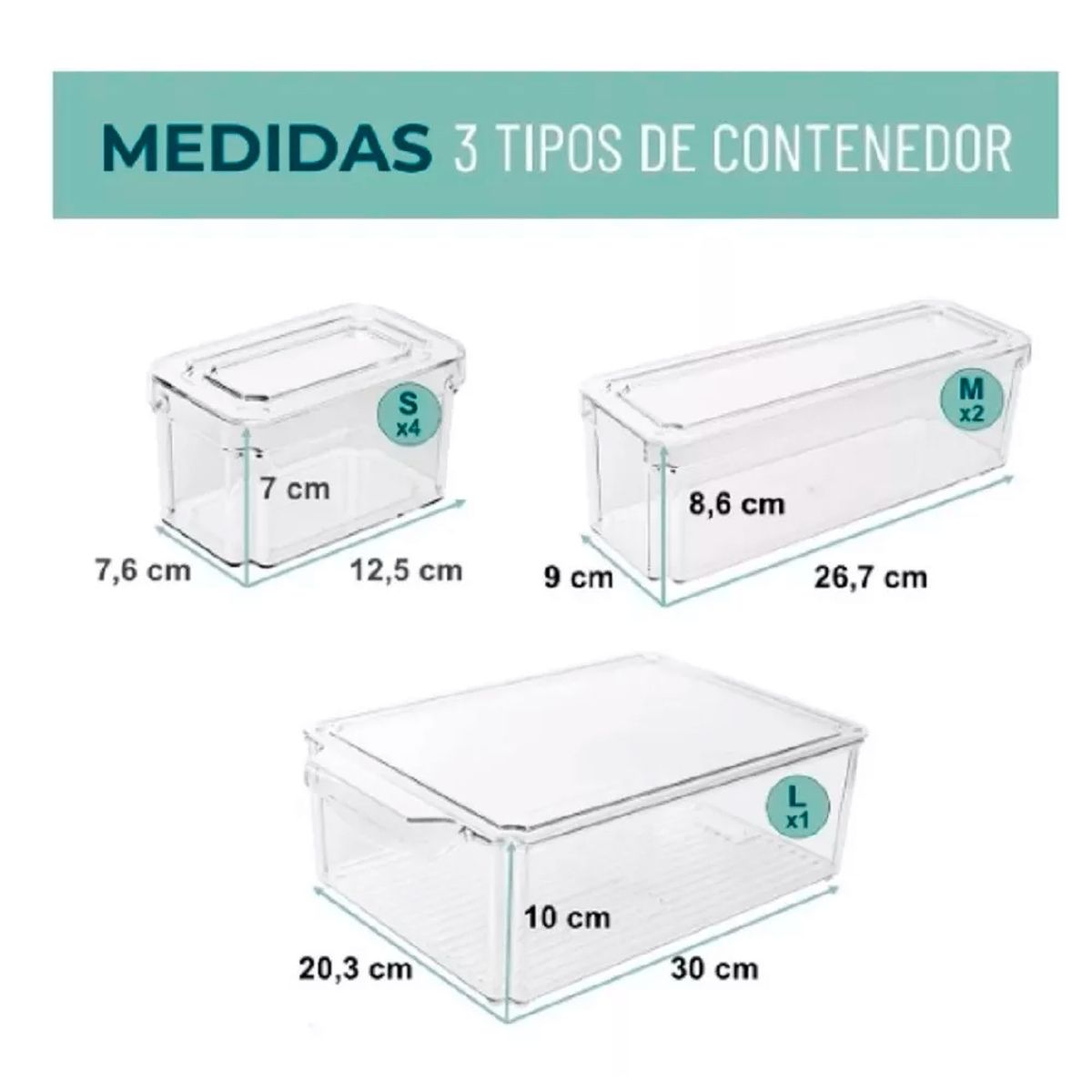 IRM - Organizador Refrigerador Cocina Set 7 Contenedores Con Tapa