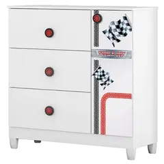 KIDSCOOL - COMODA INFANTIL CON PUERTA FAST CAR BLANCO