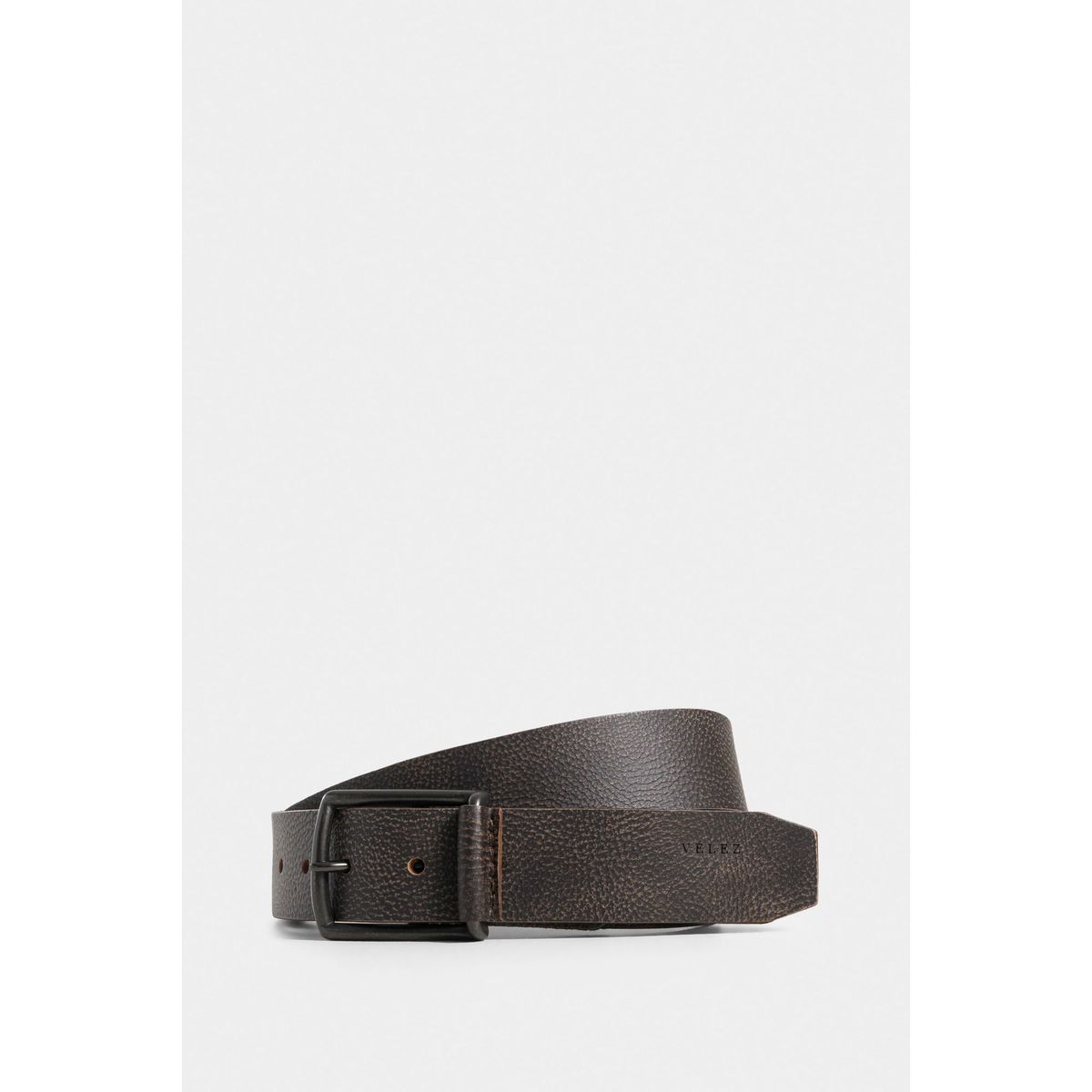 VELEZ - Cinturón unifaz de cuero para hombre color Cafe