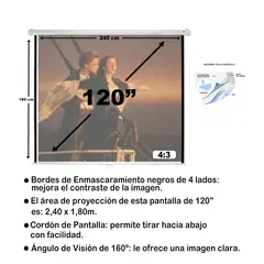 MALIK - Telon Mural 2.40mx1.80m 4:3 120 pulg. para Epson E20