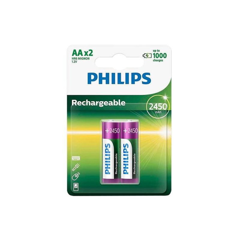 PHILIPS - Philips Pila Recargable Ni-Mh Ready Aa 1000 Mah BLISTER 2 pcs PHILIPS
