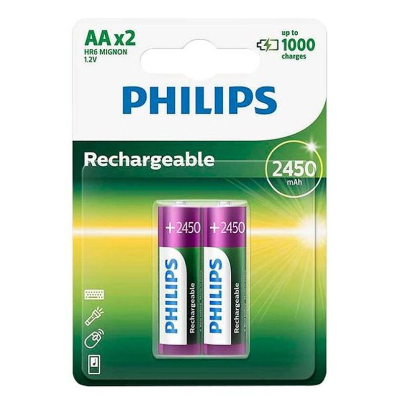 PHILIPS - Philips Pila Recargable Ni-Mh Ready Aa 1000 Mah BLISTER 2 pcs PHILIPS