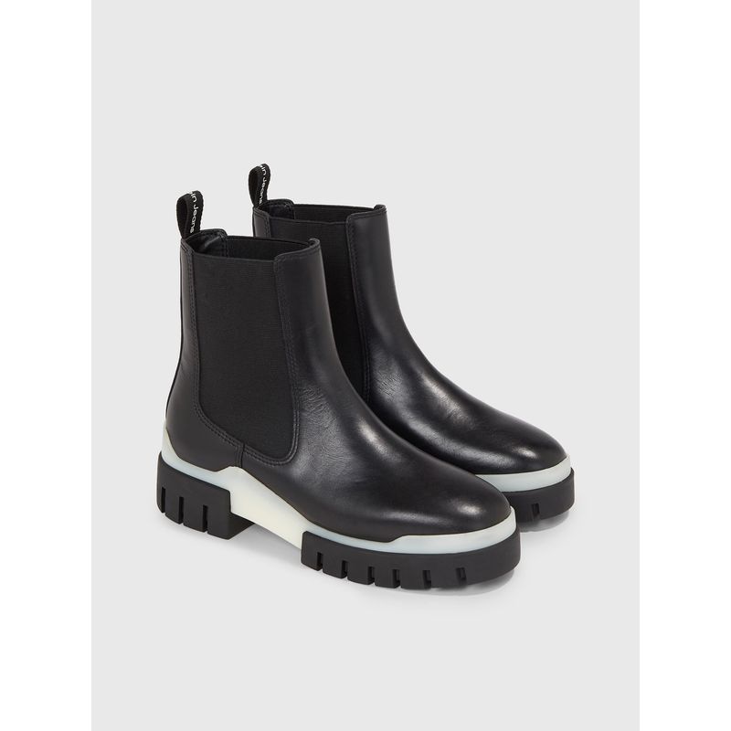 CALVIN KLEIN - Botas Combat Chelsea De Cuero Negro Calvin Klein