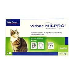 VIRBAC - Milpro Antiparasitario interno Gato 2 comprimidos