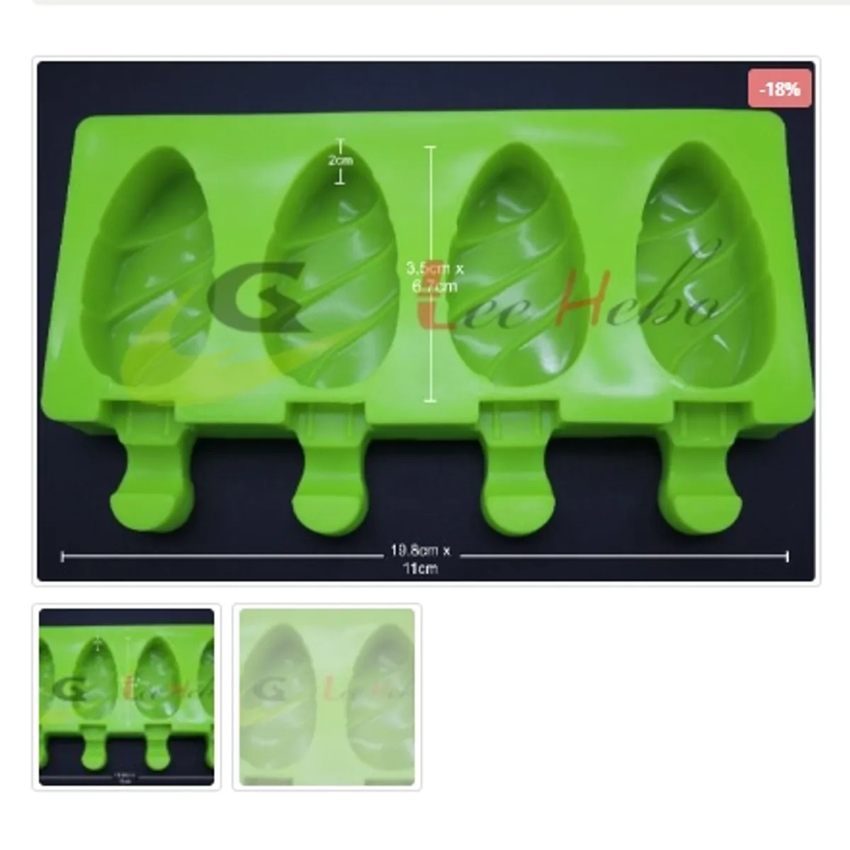 GENERICO - Molde De Silicona Molde Figura Paleta de Helado 4 Divisiones