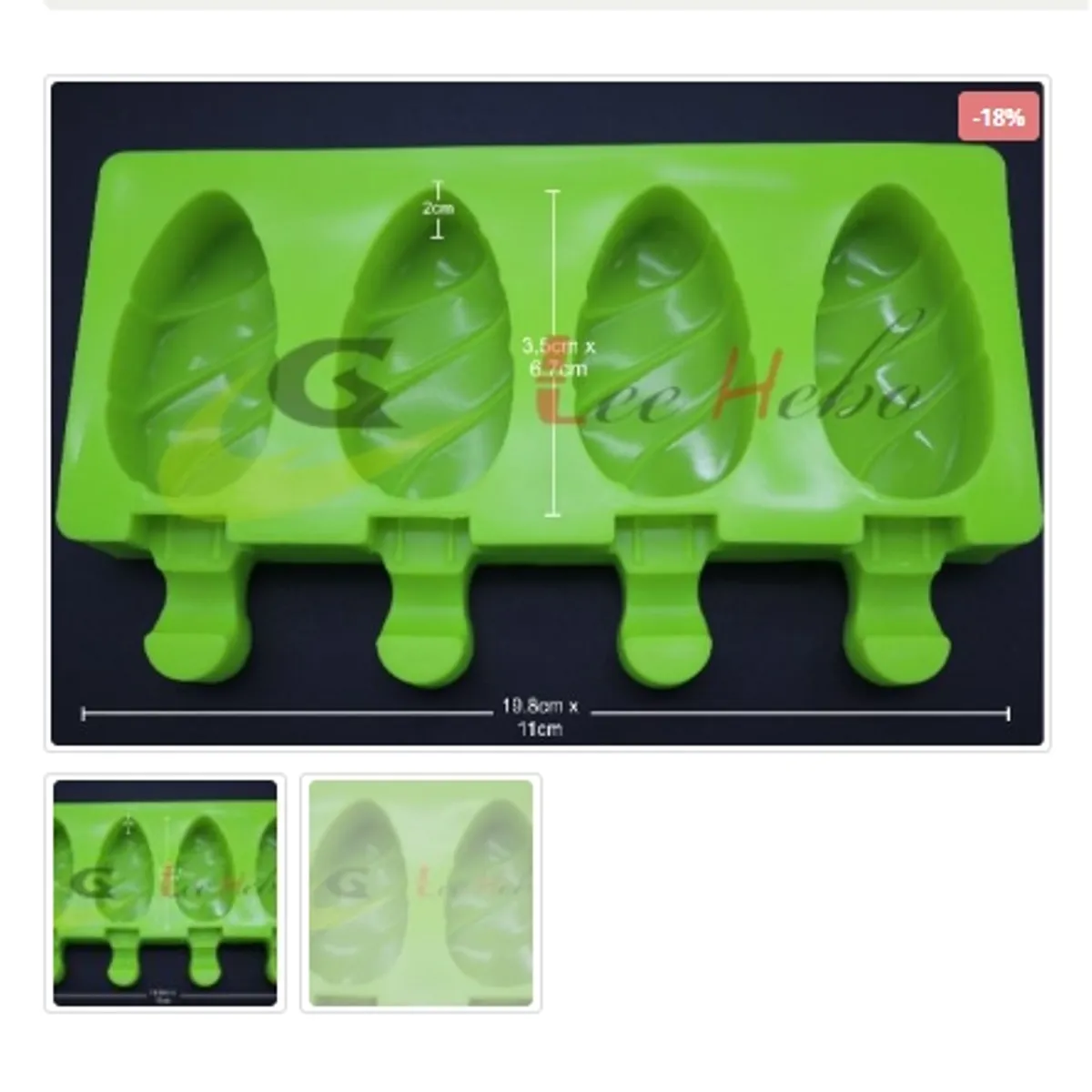 GENERICO - Molde De Silicona Molde Figura Paleta de Helado 4 Divisiones