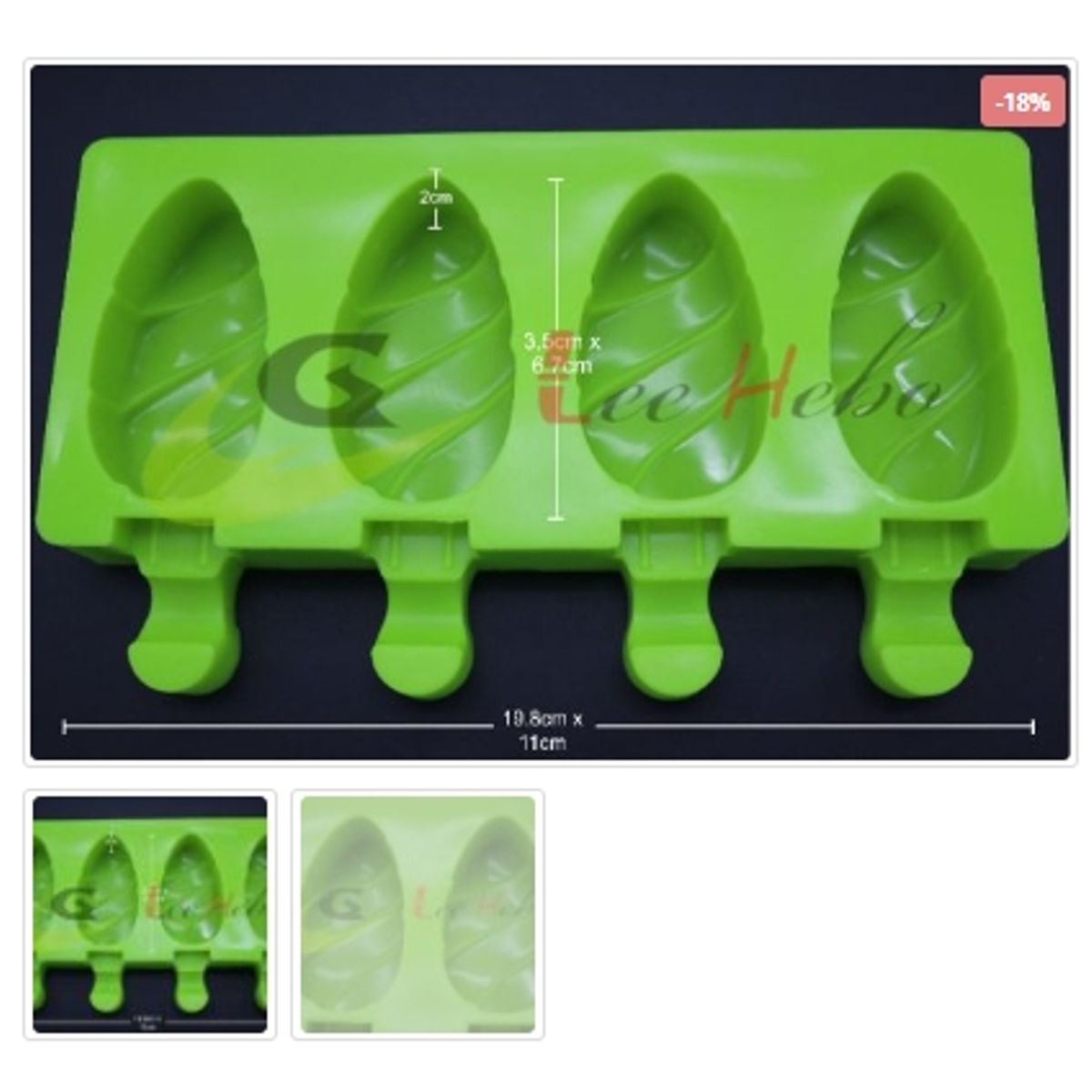 GENERICO - Molde De Silicona Molde Figura Paleta de Helado 4 Divisiones