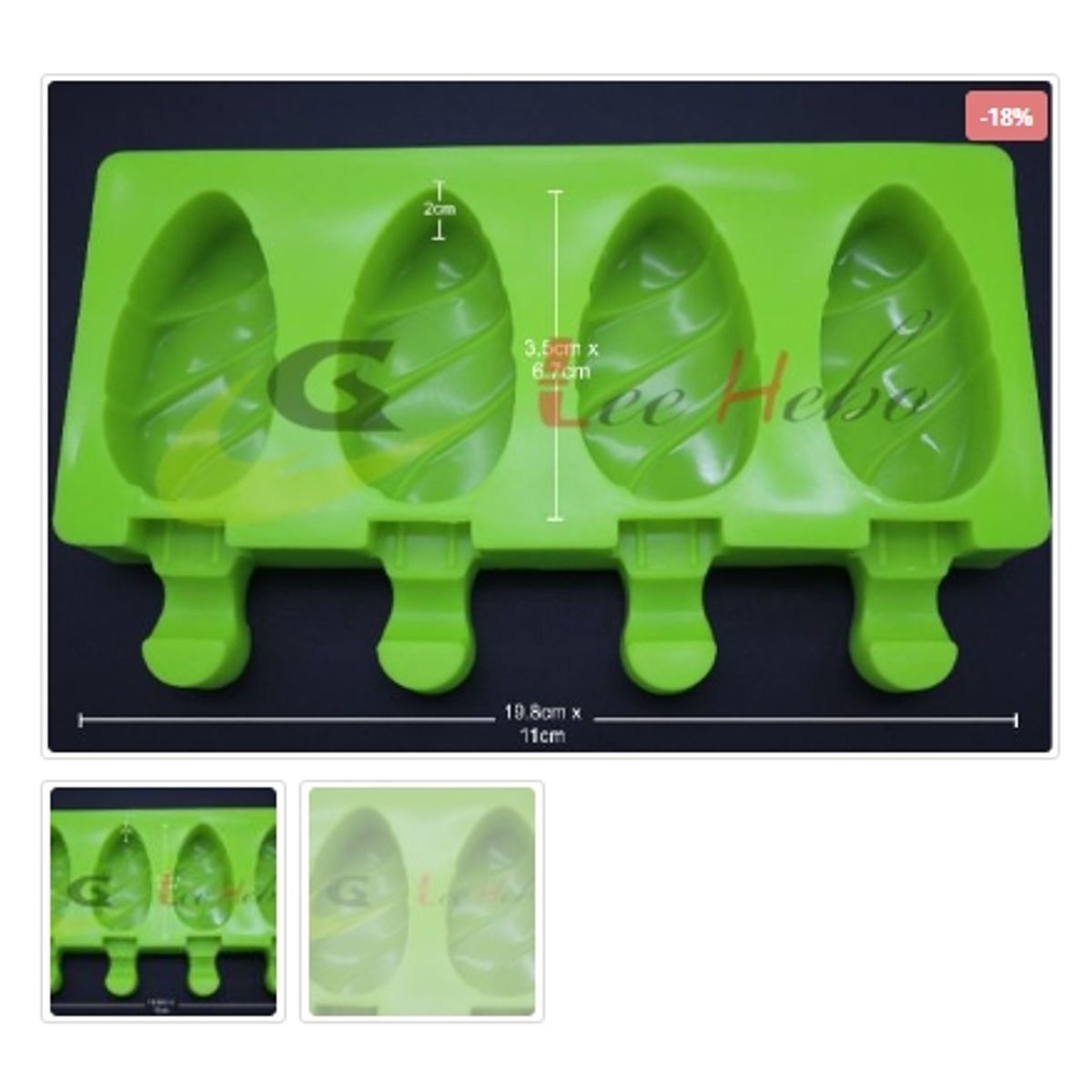 GENERICO - Molde De Silicona Molde Figura Paleta de Helado 4 Divisiones