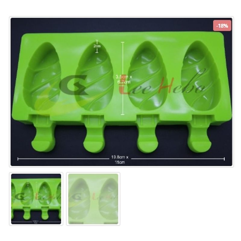 GENERICO - Molde De Silicona Molde Figura Paleta de Helado 4 Divisiones_