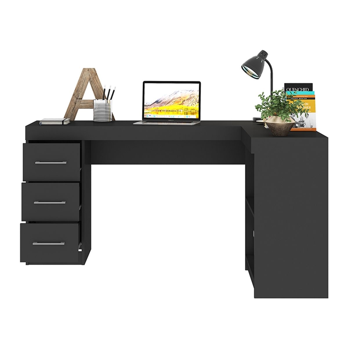 VEKKAHOME - ESCRITORIO ESQUINERO GRAFITO