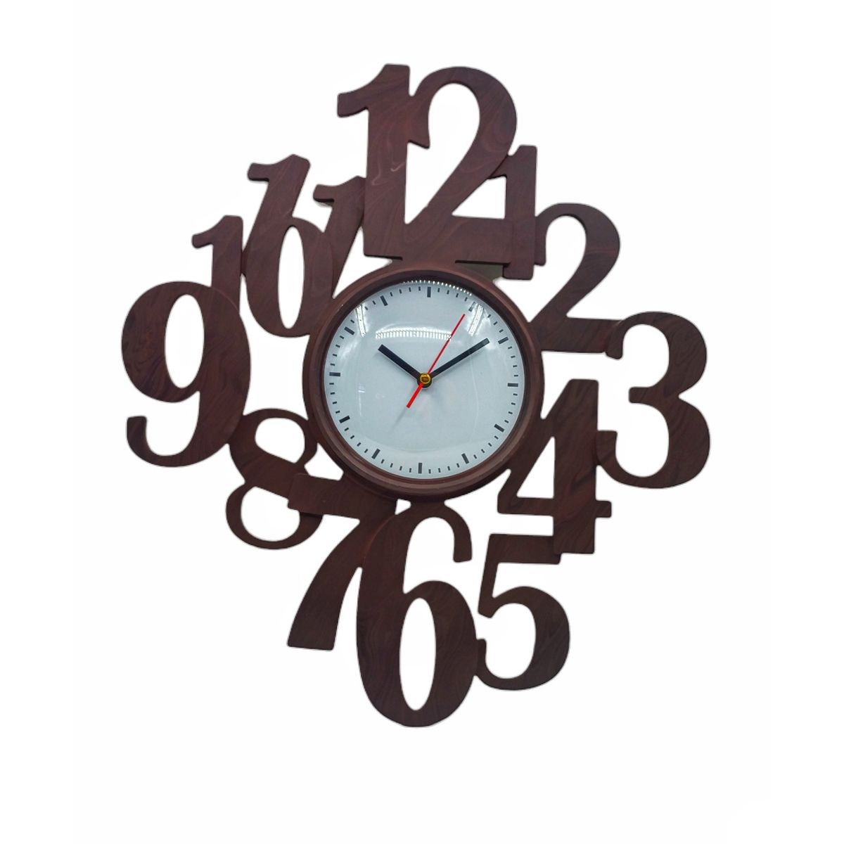 MOGA - Reloj de pared mural 35x40cm pvc con vidrio cafe oscuro