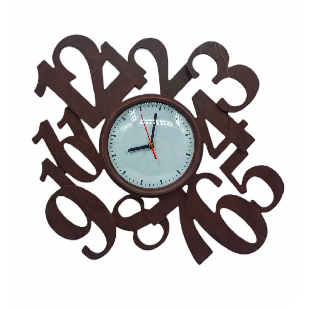 MOGA - Reloj de pared mural 35x40cm pvc con vidrio cafe oscuro