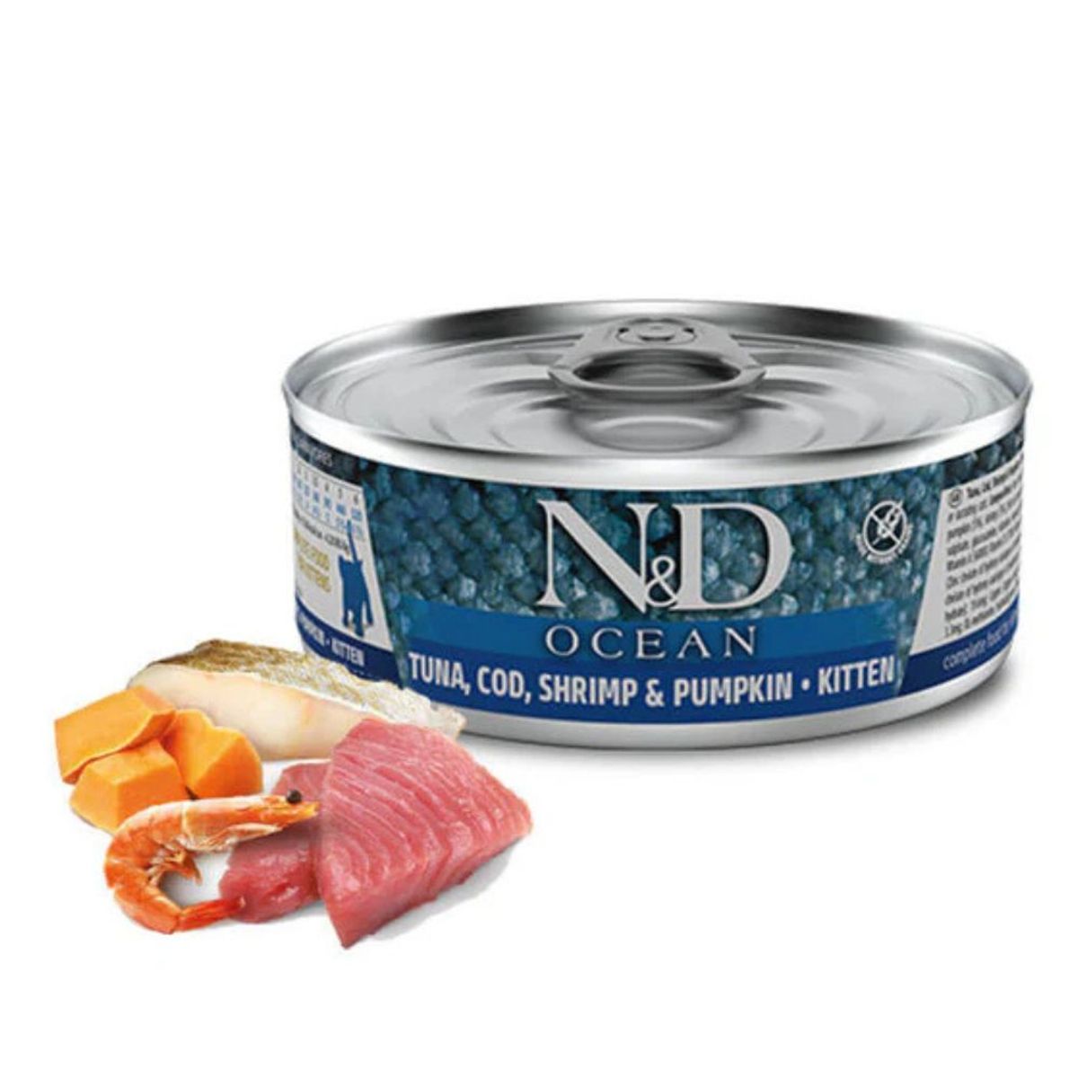 N&D - N&D Lata Ocean Kitten Feline Tuna Cod Shrimp & Pumpkin 70 gr