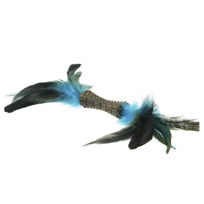 GIGWI - Juguete para gatos Johny Stick con Plumas Dobles Azul Gigwi