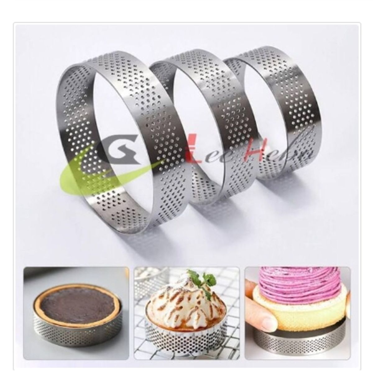 GENERICO - Molde Microperforado Redondo Acero Inoxidable 3 Piezas
