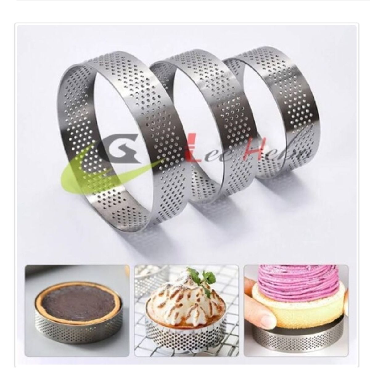 GENERICO - Molde Microperforado Redondo Acero Inoxidable 3 Piezas