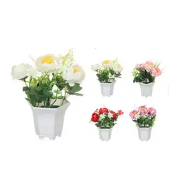 GENERICO - SET X 2 MINI MACETA CON FLORES DECORATIVO ARTIFICIAL 22cm C00119
