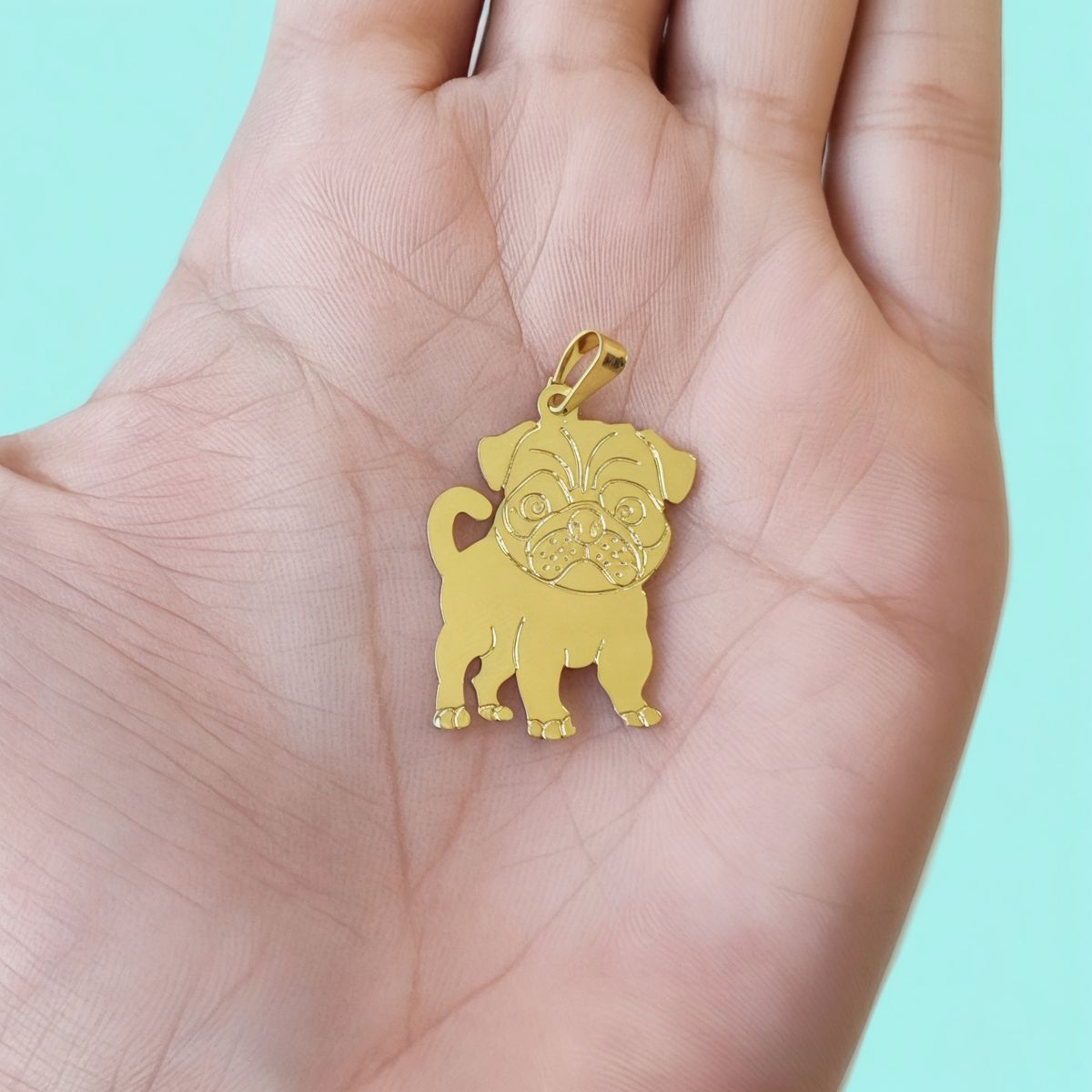 COGGIOLA - Colgante Perro Pug Enchapado Oro 18K