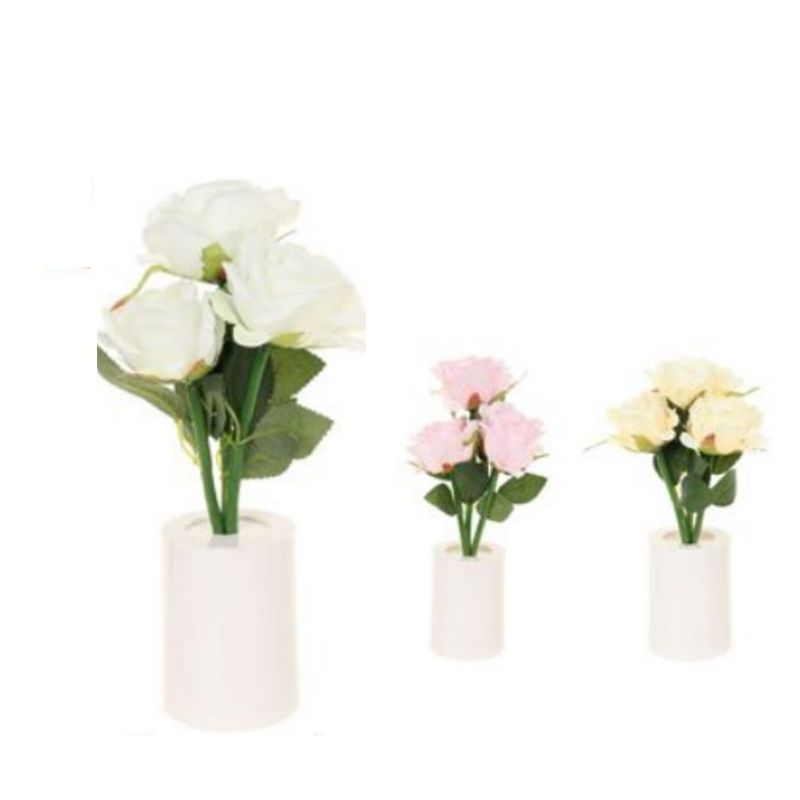 GENERICO - SET X 2 MINI MACETA CON FLORES DECORATIVO ARTIFICIAL 27X7CM C50255