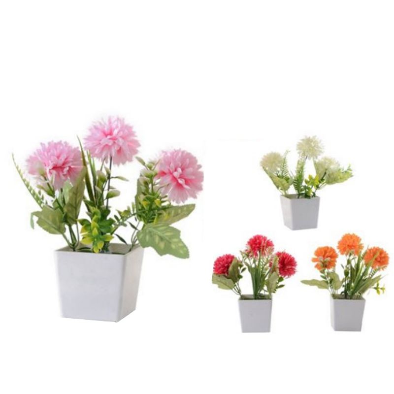 GENERICO - SET X 2 MINI MACETA CON FLORES DECORATIVO ARTIFICIAL 22cm C00111