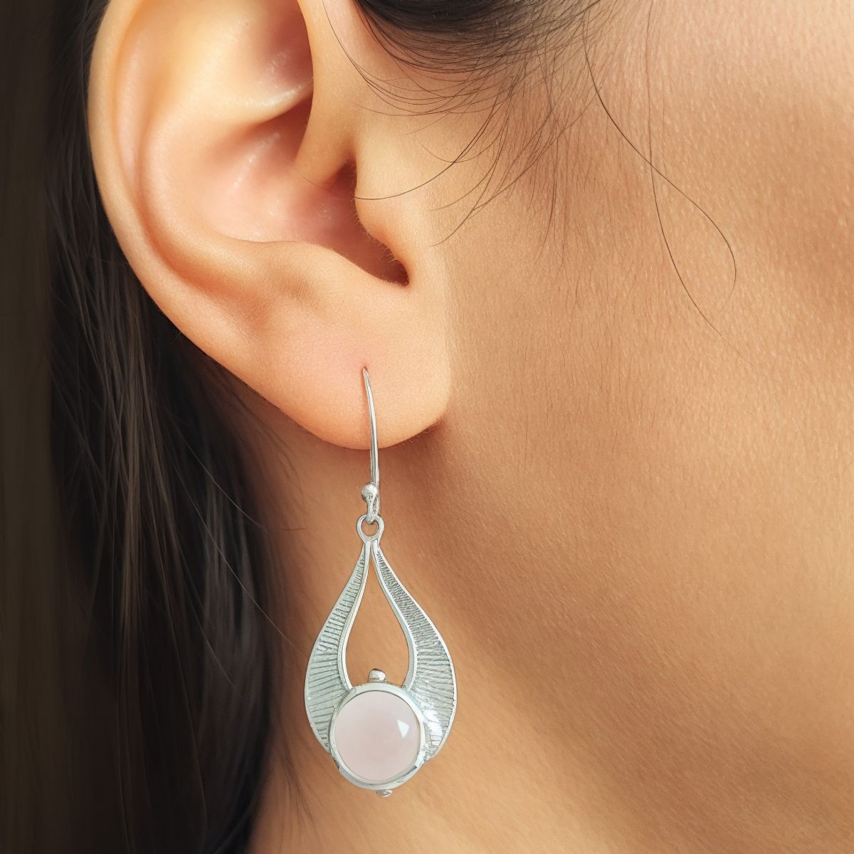 COGGIOLA - Aros Ganesha Cuarzo Rosa Plata Fina 925