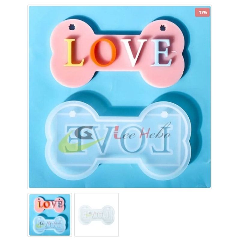 GENERICO - Molde Para Resina Silicona Hueso De Perro Love