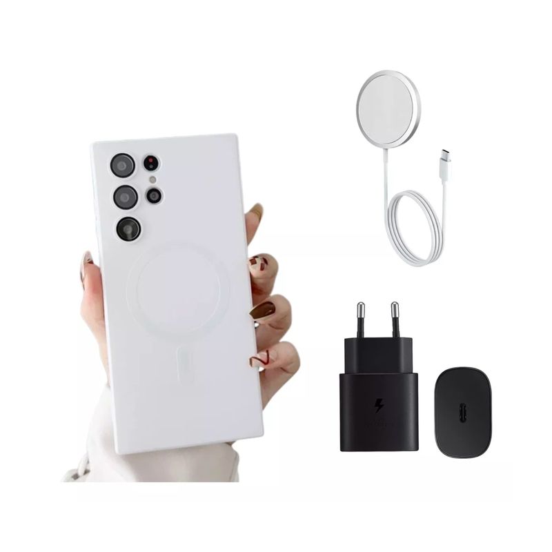 GENERICO - Carcasa Magsafe Para Samsung S24 Ultra- Protector De Camara Blanco