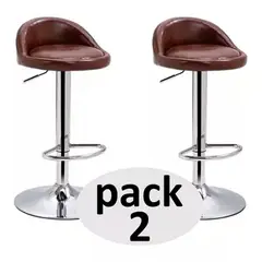 ESHOPANGIE - Pack 2 Silla Piso Bar Altura Regulable Taburete Respaldo Cafe