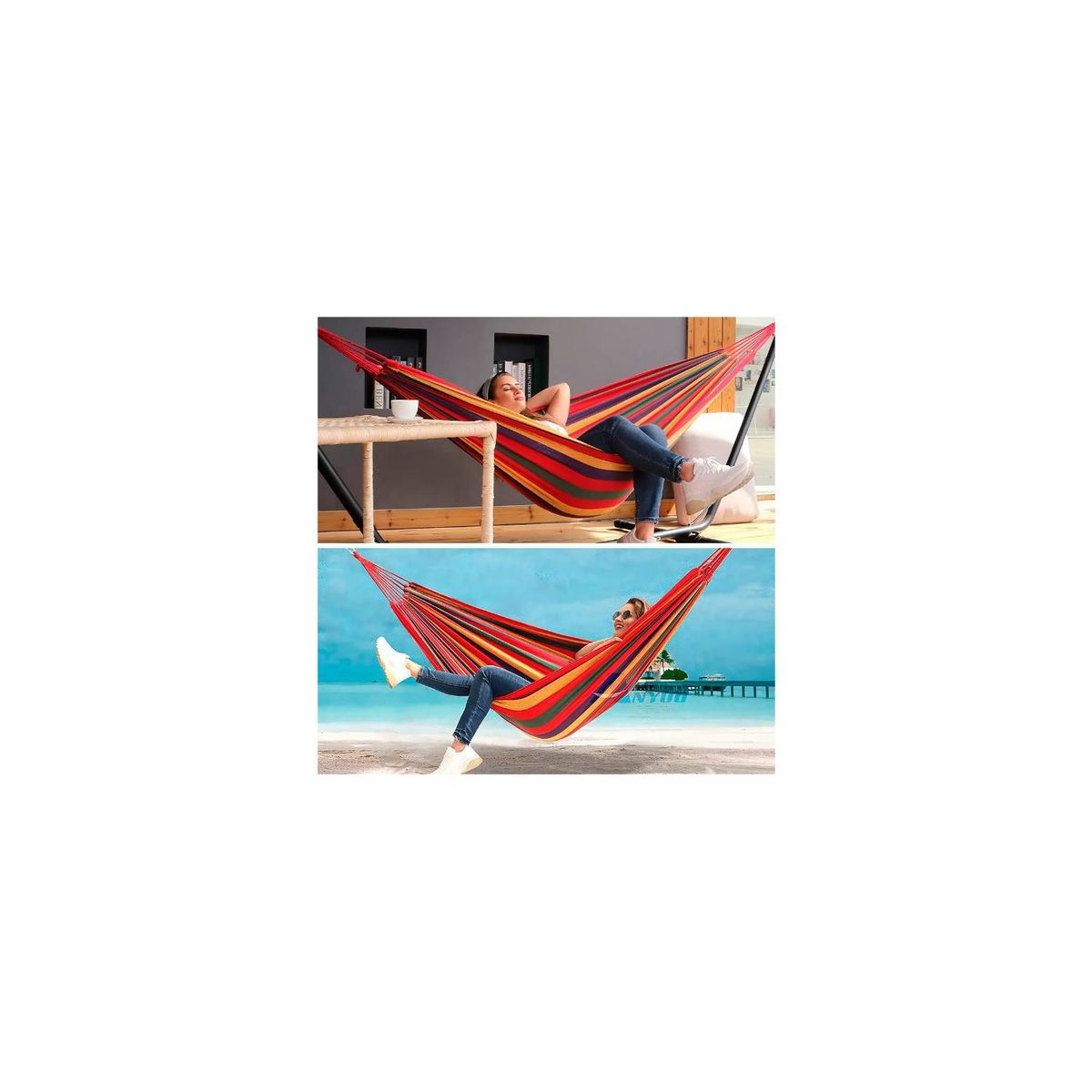 GENERICO - Hamaca 100% Algodón 1 Plaza Colgante (80x190cm) Roja…