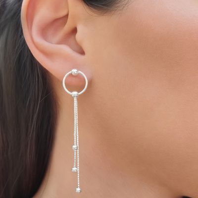 Imagen 2 del producto Aros Círculo Bolitas Cadena Veneciana Plata Fina 925