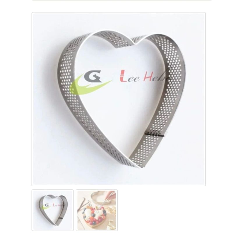 GENERICO - Molde Microperforado Corazon Acero Inoxidable 3 Piezas