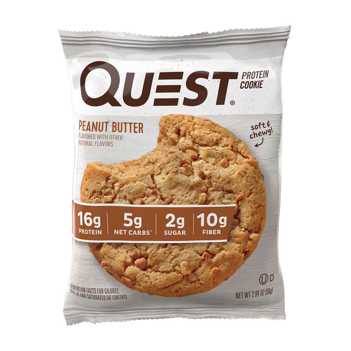 QUEST - Quest Protein Cookie, Snack Proteico (59 gr) - PEANUT BUTTER