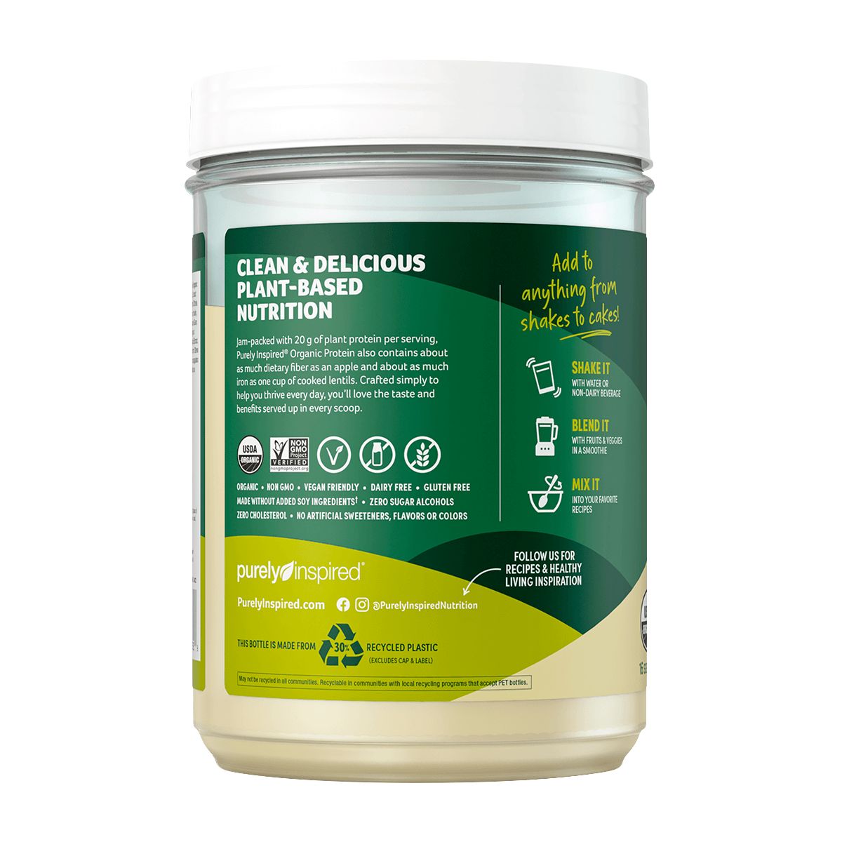 PURELY INSPIRED - Organic Protein, Proteína vegana (1,35 Lb) - Original - VAINILLA