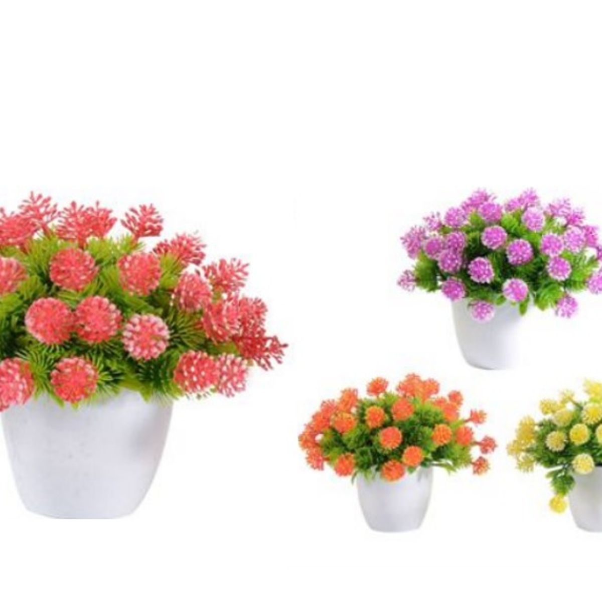 GENERICO - SET X 2 MINI MACETA CON FLORES DECORATIVO ARTIFICIAL 18cm C00127