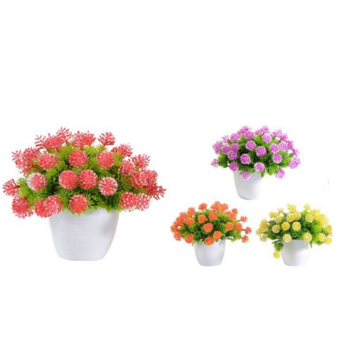 GENERICO - SET X 2 MINI MACETA CON FLORES DECORATIVO ARTIFICIAL 18cm C00127