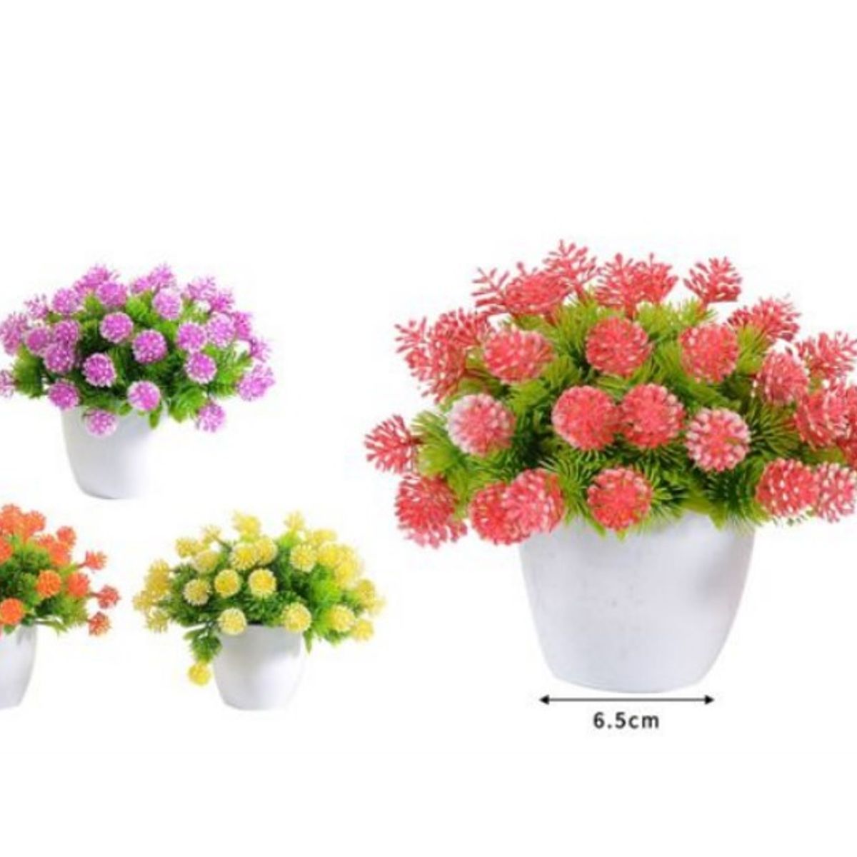 GENERICO - SET X 2 MINI MACETA CON FLORES DECORATIVO ARTIFICIAL 18cm C00127