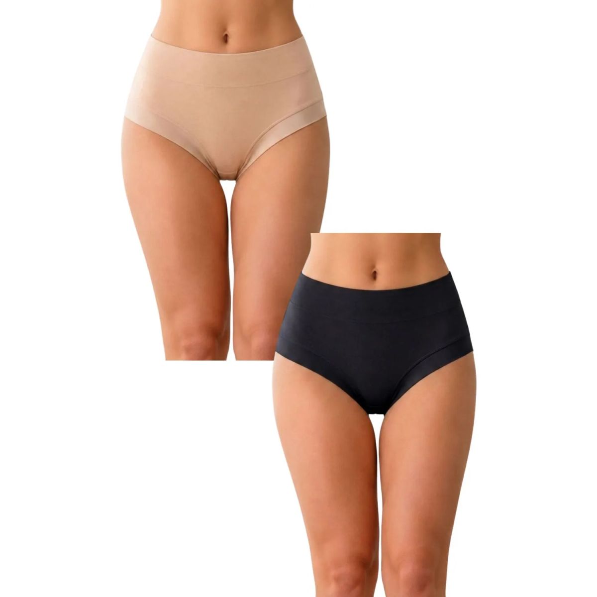 LOOK SHOP - Pack 2 Calzón Tiro Alto Mujer Tela Bambú Colores Surtidos M86