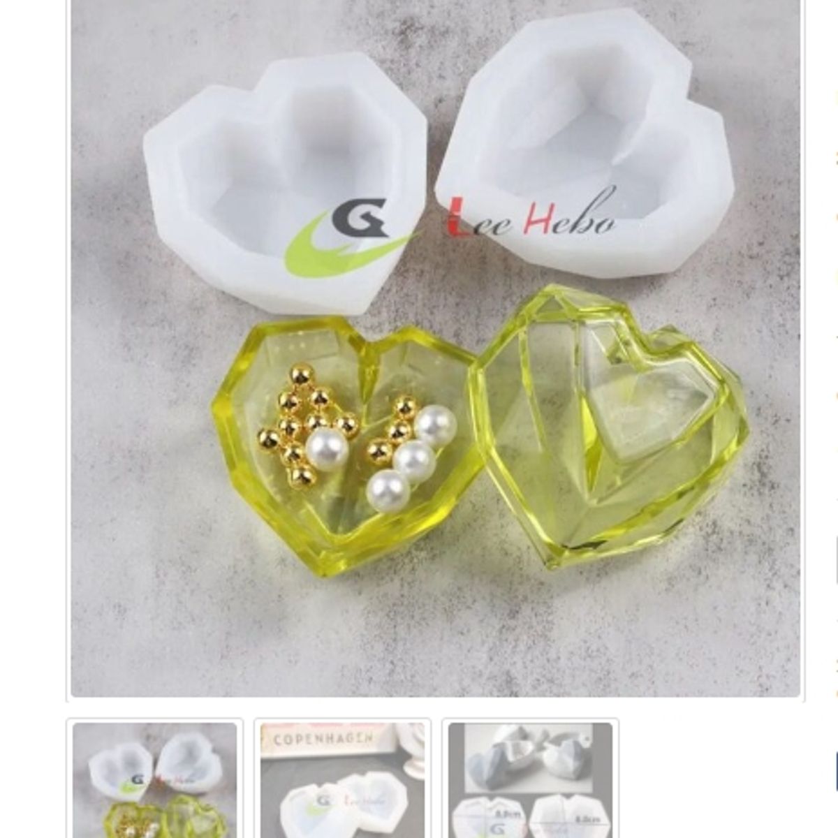 GENERICO - Molde Para Resina Cofre O Joyero  Corazon 2 Piezas_