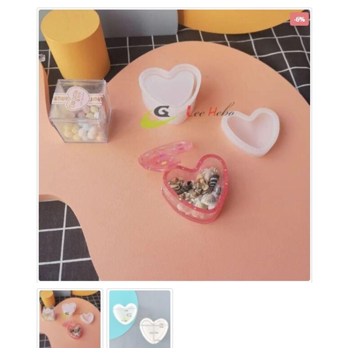 GENERICO - Molde Para Resina Cofre O Joyero Corazon 2 Piezas