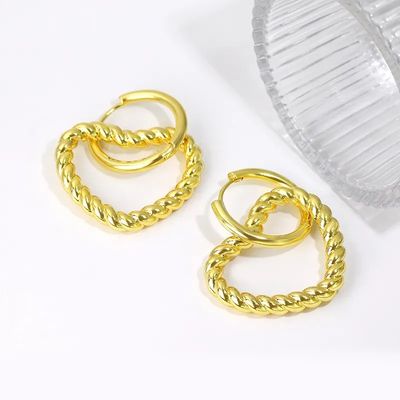 Imagen 2 del producto Aros Argolla Corazon Chapado en Oro