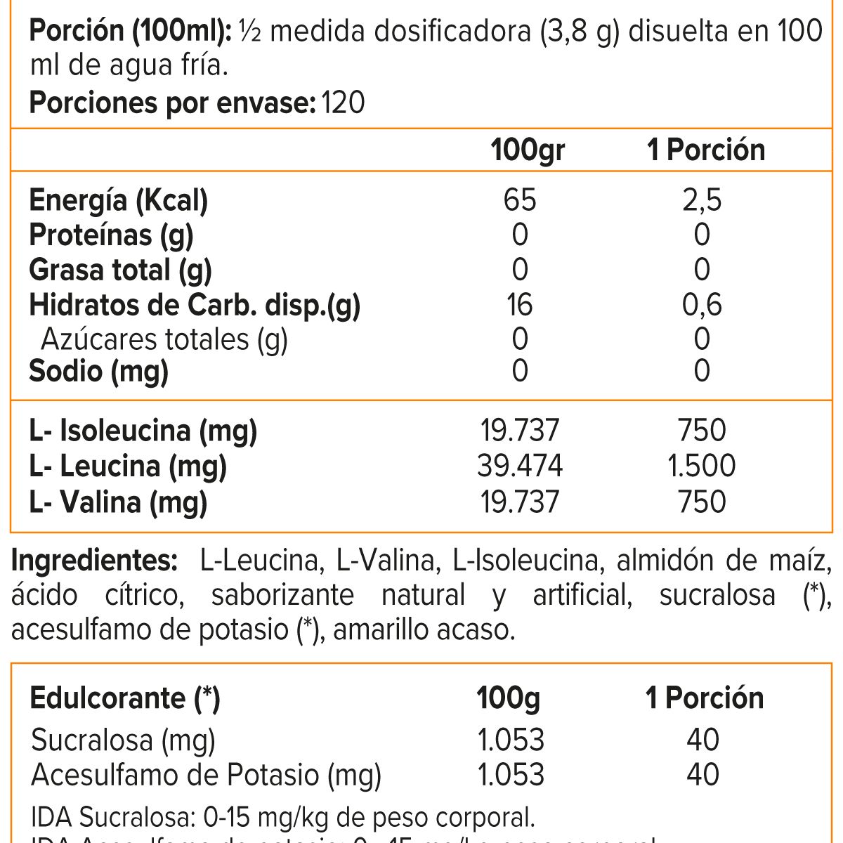 ULTIMATE NUTRITION - BCAA Polvo, Aminoácidos (457 gr) - Original - NARANJA