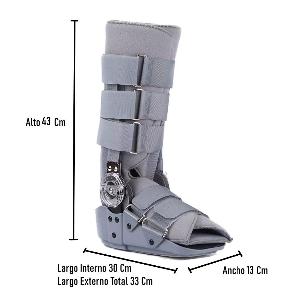 ONEDER - Bota Ortopédica Mecanismo Rom Cam Walker Alta Gris Oneder XL