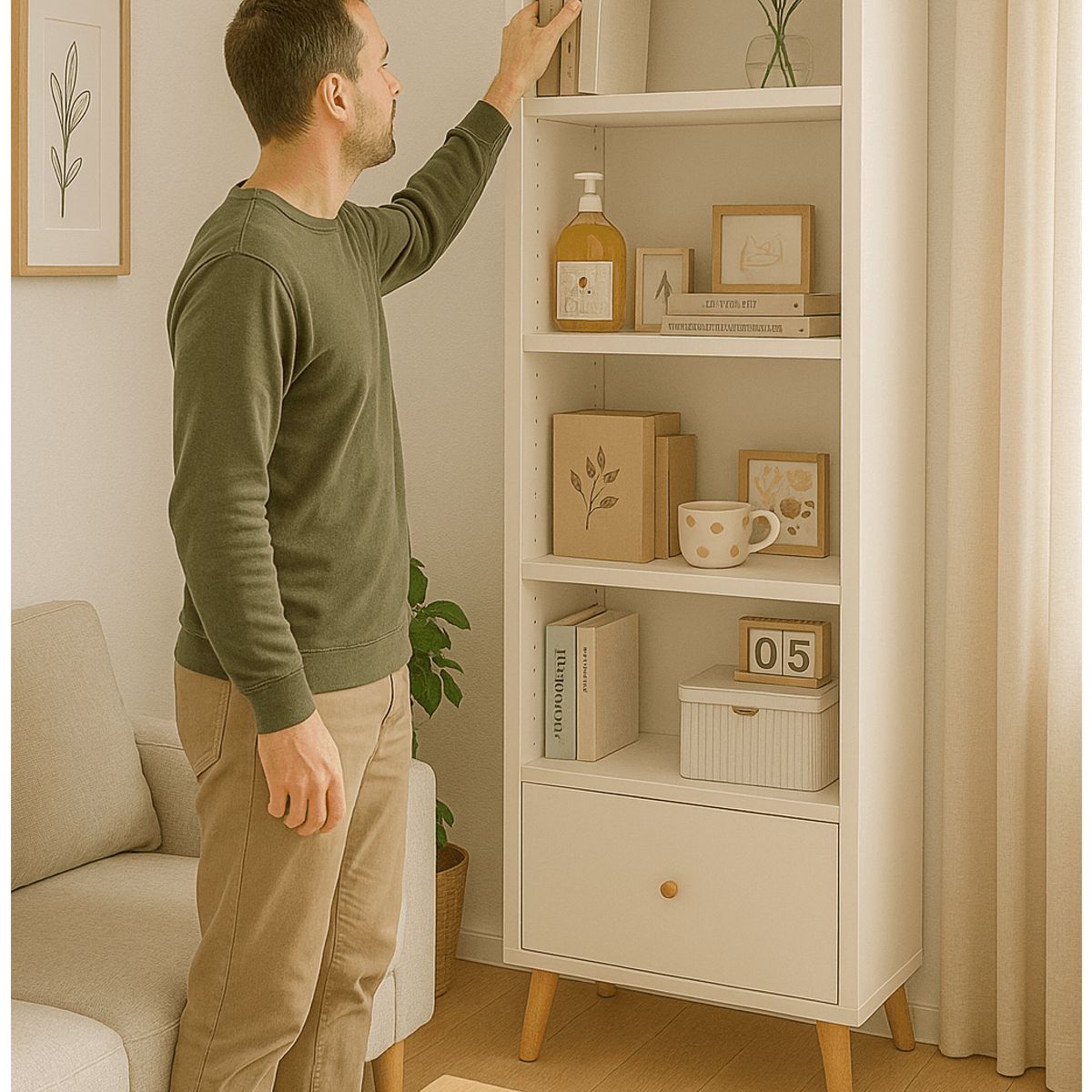HOMER DESIGN - Organizador Estante Living Para Libros 180x50x30cm Con Patas
