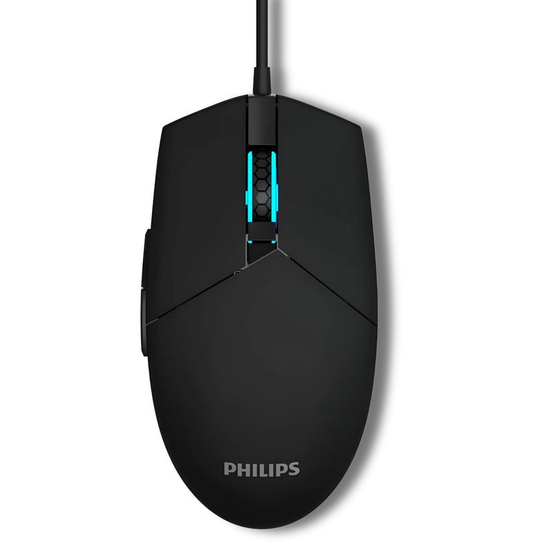 PHILIPS - Mouse Philips Multiuso de 6 Botones Retro Iluminado SPK9304 - Negro