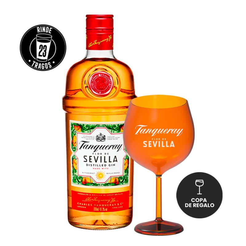 TANQUERAY - Gin Tanqueray Sevilla 700cc + Copa Acrílica de Regalo