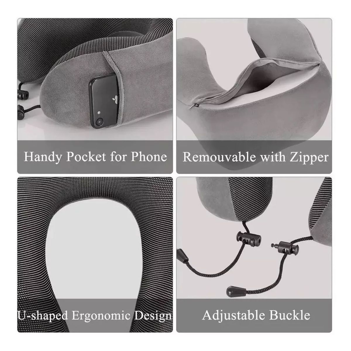 GENERICO - Almohada Para Cuello Para Viaje O Todo Uso gris