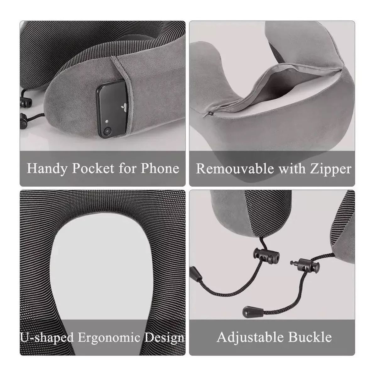 GENERICO - Almohada Para Cuello Para Viaje O Todo Uso gris