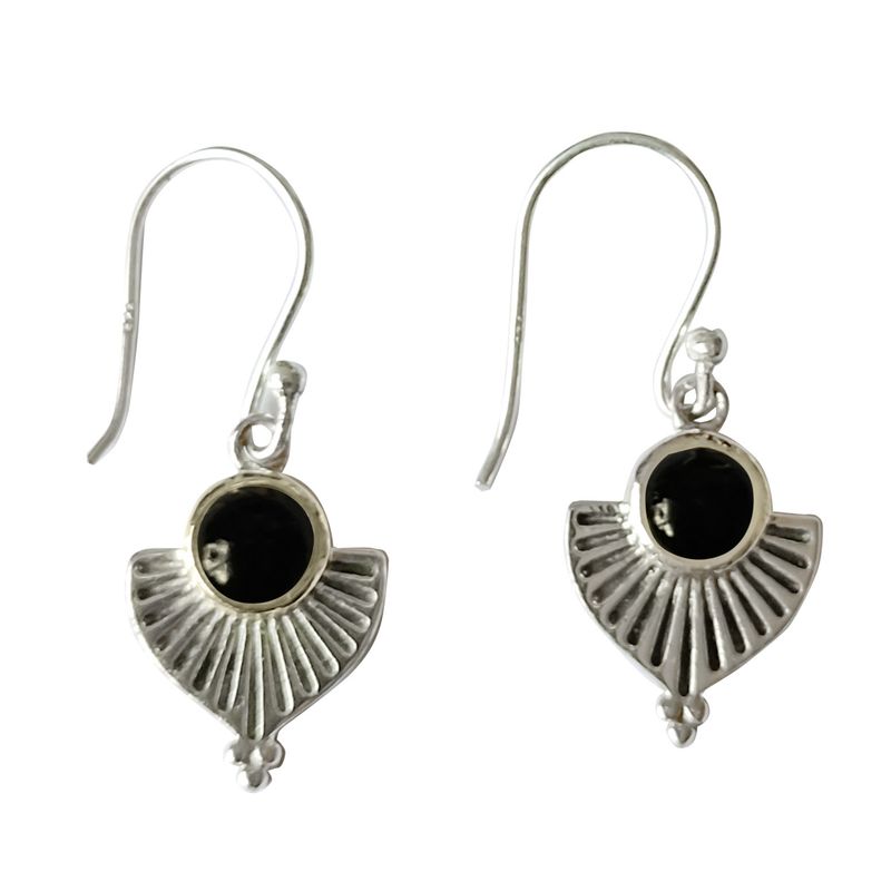 ANDREA COGGIOLA JOYAS - Aros Hari Ónix Plata Fina 925