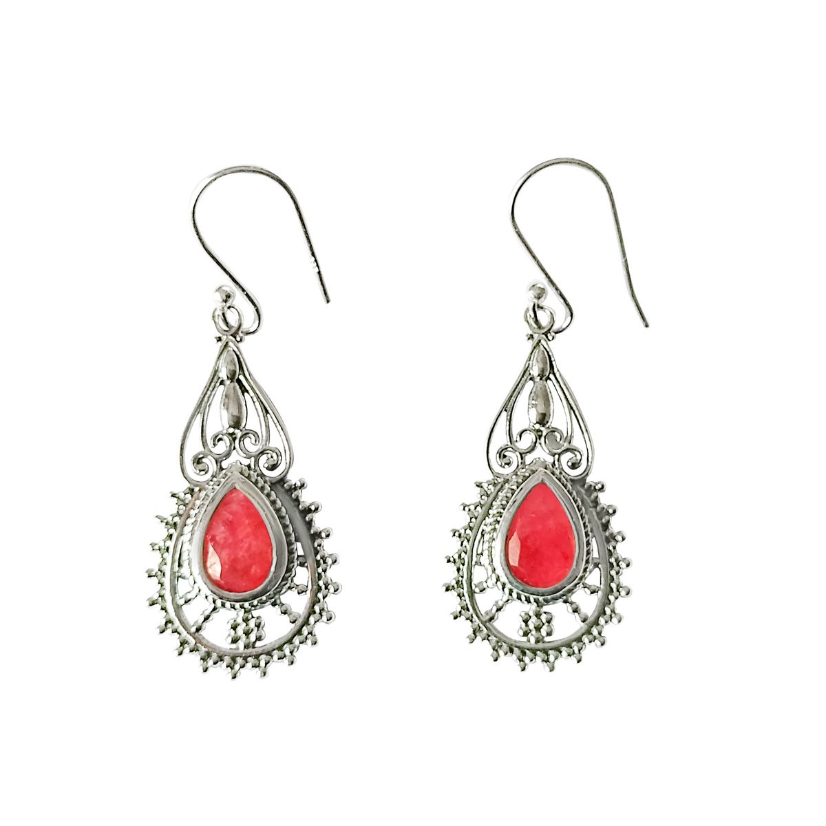 ANDREA COGGIOLA JOYAS - Aros Dharma Rubí Plata Fina 925